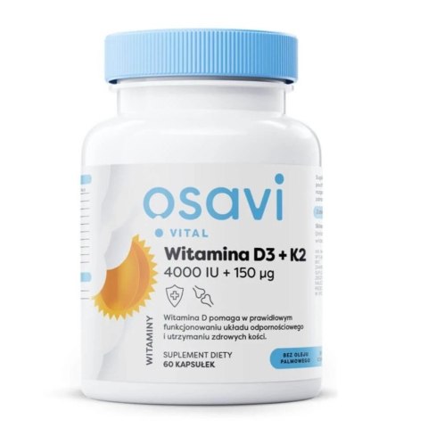 Osavi Witamina D3 + K2 4000IU + 150μg suplement diety 60 kapsułek