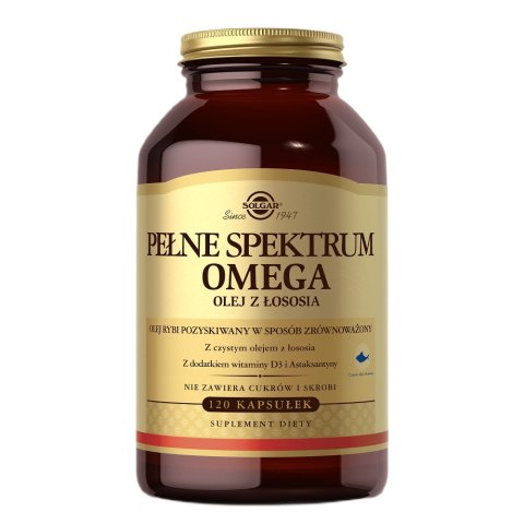 Solgar Pełne Spektrum Omega olej z łososia suplement diety 120 kapsułek