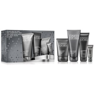 Clinique Great Skin for Him zestaw żel do mycia twarzy 200ml + peeling do twarzy 100ml + przeciwstarzeniowy krem pod oczy 15ml + emulsja 