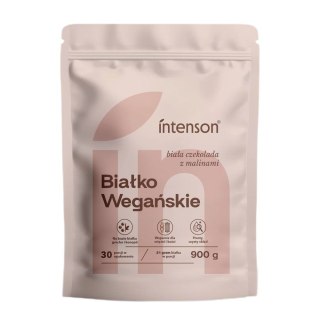 Intenson Białko Wegańskie suplement diety Biała Czekolada z Malinami 900g