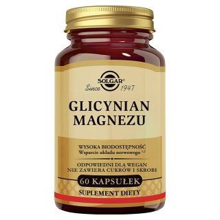 Solgar Glicynian Magnezu suplement diety 60 kapsułek
