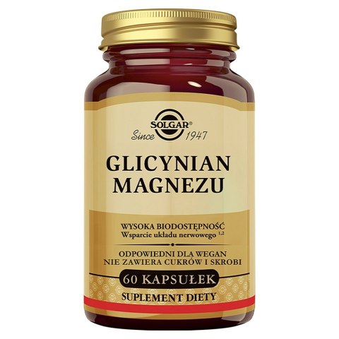 Solgar Glicynian Magnezu suplement diety 60 kapsułek