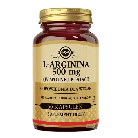 Solgar L-Arginina 500mg suplement diety 50 kapsułek