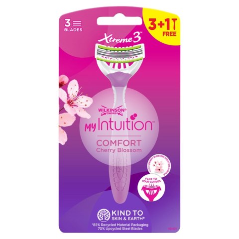 Wilkinson My Intuition Xtreme3 Comfort Cherry Blossom jednorazowe maszynki do golenia dla kobiet 4szt
