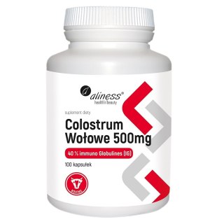 Aliness Colostrum Wołowe IG 40% 500mg suplement diety 100 kapsułek