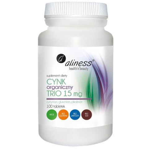 Aliness Cynk organiczny Trio 15mg suplement diety 100 tabletek