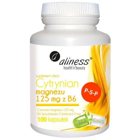 Aliness Cytrynian Magnezu 125mg z B6 suplement diety 100 kapsułek