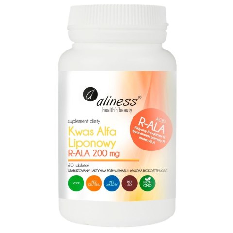 Aliness Kwas Alfa Liponowy R-ALA 200mg suplement diety 60 tabletek