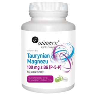 Aliness Taurynian Magnezu 100mg z B6 suplement diety 100 kapsułek