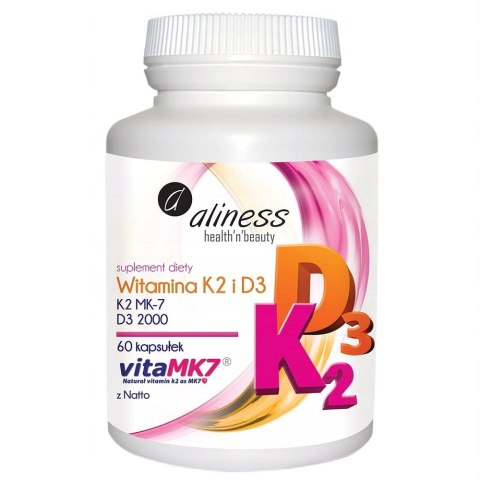 Aliness Witamina K2 MK-7 100 µg z Natto + D3 suplement diety 60 kapsułek