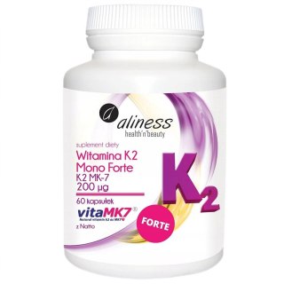 Aliness Witamina K2 Menachinon Mono FORTE MK-7 200 µg z Natto suplement diety 60 kapsułek