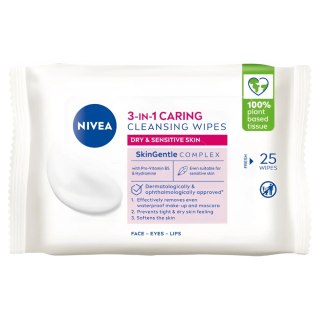 Nivea Biodegradable Cleansing Wipes biodegradowalne łagodzące chusteczki do demakijażu 25szt
