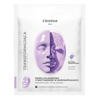 L'biotica Maska kolagenowa z niacynamidem w mikrokapsułkach Rozświetlenie i Wygładzenie 1szt.