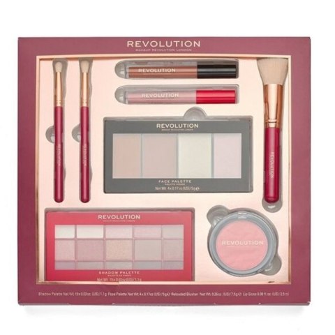 Makeup Revolution Reloaded Collection zestaw paleta cieni do powiek + róż do policzków + błyszczyk do ust x2 + pędzel do cieni do powiek x2 + pędz