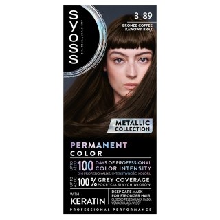 Syoss Permanent Color Metallic Collection farba do włosów trwale koloryzująca 3-89 Kawowy Brąz