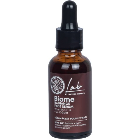 Natura Siberica Lab Biome rozświetlające serum do twarzy z witaminą C 1% i 24K złotem 30ml