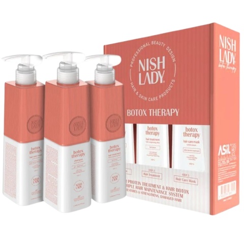 Nish Lady zestaw do zabiegu prostowania włosów Boto Therapy 3x503ml