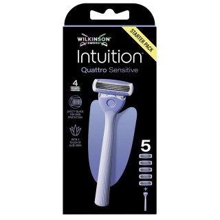 Wilkinson Intuition Quattro Sensitive maszynka do golenia z 4 ostrzami i 5 wkładów
