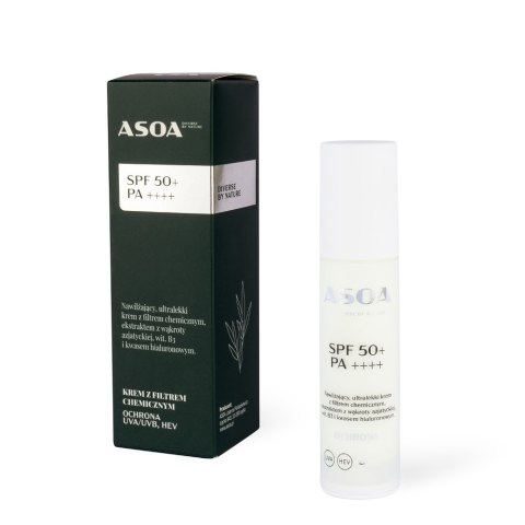 Asoa Krem z filtrem SPF50+ PA++++ Chemiczny 50ml