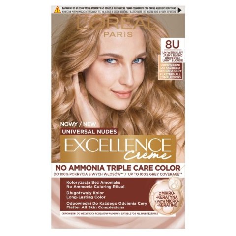 L'Oreal Paris Universal Nudes Excellence Creme pielęgnacyjny krem koloryzujący 8U Uniwersalny Jasny Blond