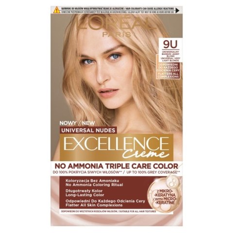 L'Oreal Paris Universal Nudes Excellence Creme pielęgnacyjny krem koloryzujący 9U Uniwersalny Bardzo Jasny Blond