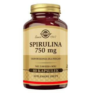 Solgar Spirulina 750mg suplement diety 80 kapsułek