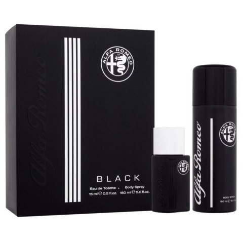 Alfa Romeo Black zestaw woda toaletowa spray 15ml + perfumowany spray do ciała 150ml