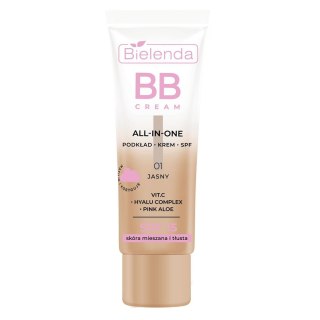 Bielenda All-In-One BB Cream multifunkcyjny krem BB SPF15 skóra mieszana i tłusta 01 Jasny 30g