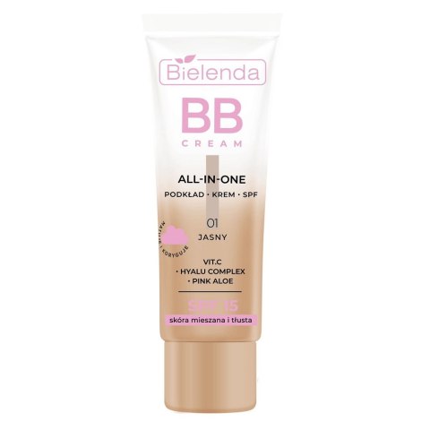 Bielenda All-In-One BB Cream multifunkcyjny krem BB SPF15 skóra mieszana i tłusta 01 Jasny 30g
