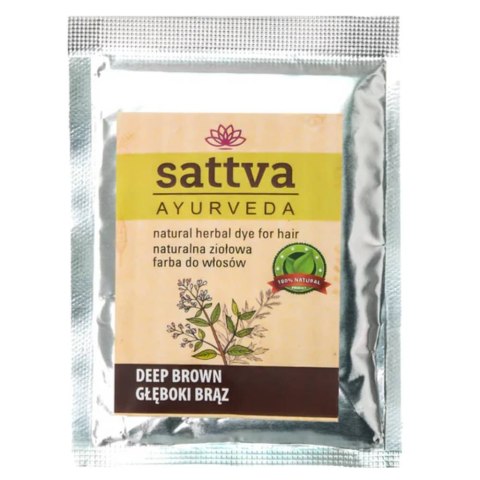 Sattva Natural Herbal Dye for Hair naturalna ziołowa farba do włosów Deep Brown 10g