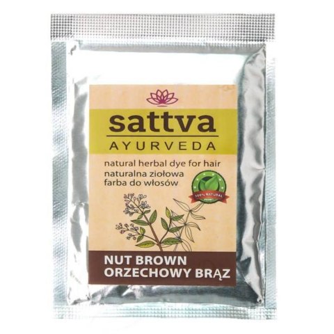 Sattva Natural Herbal Dye for Hair naturalna ziołowa farba do włosów Nut Brown 10g
