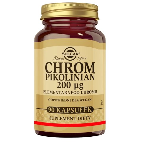 Solgar Chrom pikolinian 200µg suplement diety 90 kapsułek