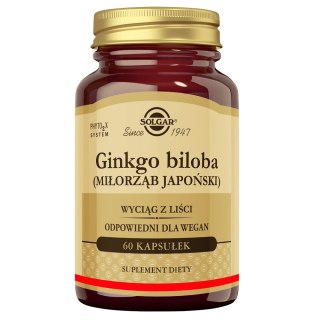 Solgar Ginkgo biloba suplement diety 60 kapsułek