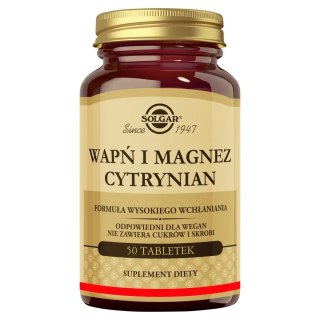 Solgar Wapń i Magnez Cytrynian suplement diety 50 tabletek