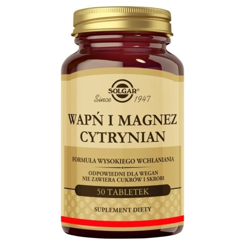 Solgar Wapń i Magnez Cytrynian suplement diety 50 tabletek