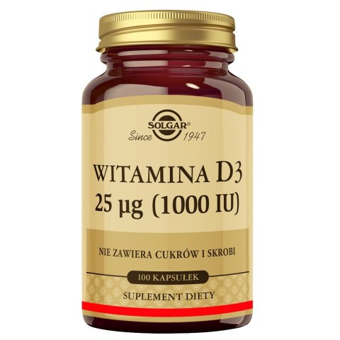 Solgar Witamina D3 1000IU suplement diety 100 kapsułek