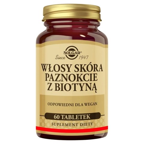 Solgar Włosy skóra paznokcie z biotyną suplement diety 60 tabletek