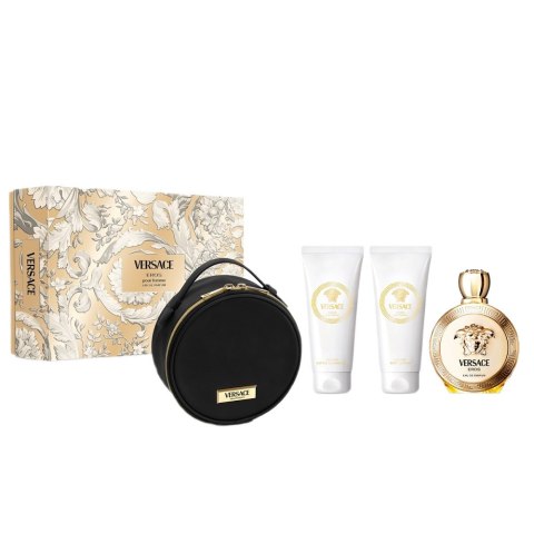 Versace Eros Pour Femme zestaw woda perfumowana spray 100ml + balsam do ciała 100ml + żel pod prysznic 100ml + kosmetyczka