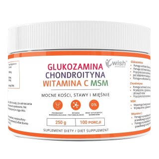 WISH Pharmaceutical Glukozamina + Chondroityna + Witamina C + MSM suplement diety w proszku 250g