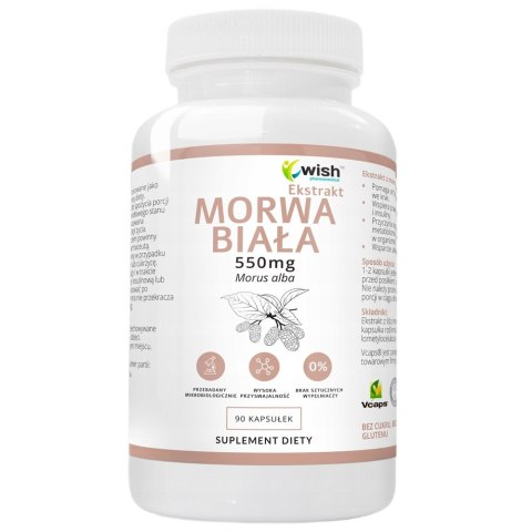 WISH Pharmaceutical Morwa Biała Ekstrakt 550mg suplement diety 90 kapsułek