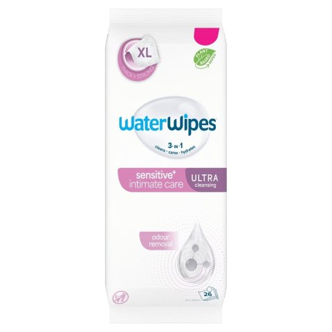 WaterWipes Sensitive+ Intimate Care chusteczki do higieny intymnej dla osób z problemem nietrzymania moczu 26szt.
