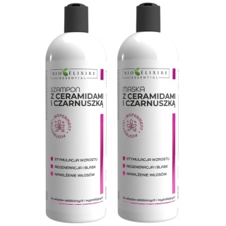 Bioelixire Czarnuszka Szampon + Maska regenerująca do włosów zniszczonych wypadających 2x500ml