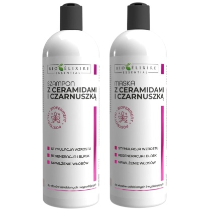 Bioelixire Czarnuszka Szampon + Maska regenerująca do włosów zniszczonych wypadających 2x500ml