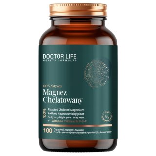 Doctor Life Magnez Chelatowany 100% aktywny + witamina B6 P-5-P suplement diety 100 kapsułek