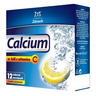 Zdrovit Calcium w folii z witaminą C suplement diety 12 tabletek musujących