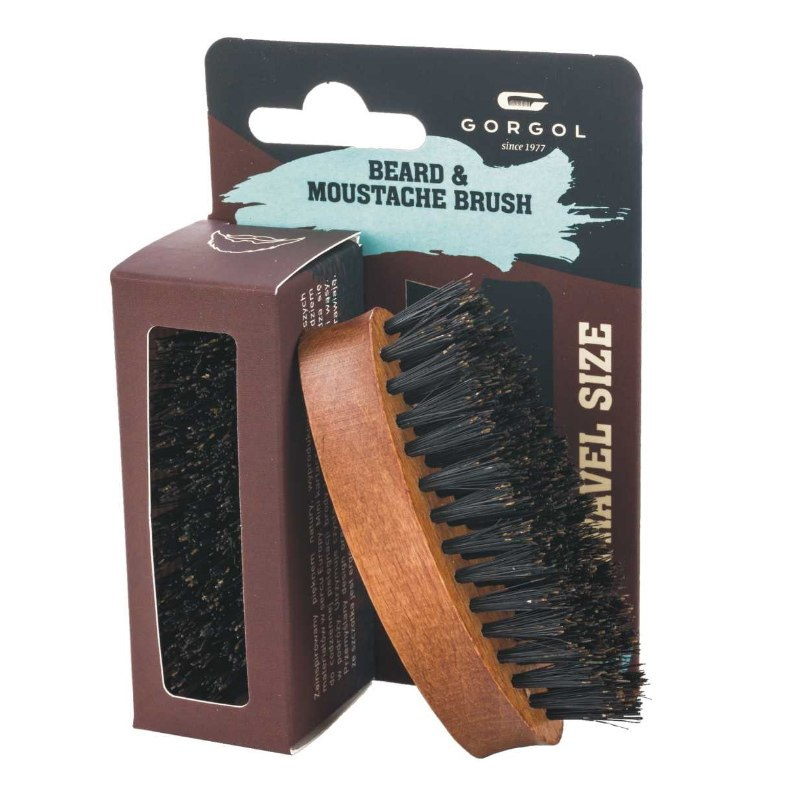 Gorgol Beardyman Micro Brush, szczotka kieszonkowa jasna, kartacz do wąsów i brody