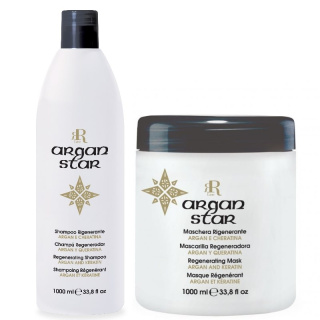 RR Argan Star, Zestaw arganowo-keratynowy Szampon 1000ml + Maska 1000ml