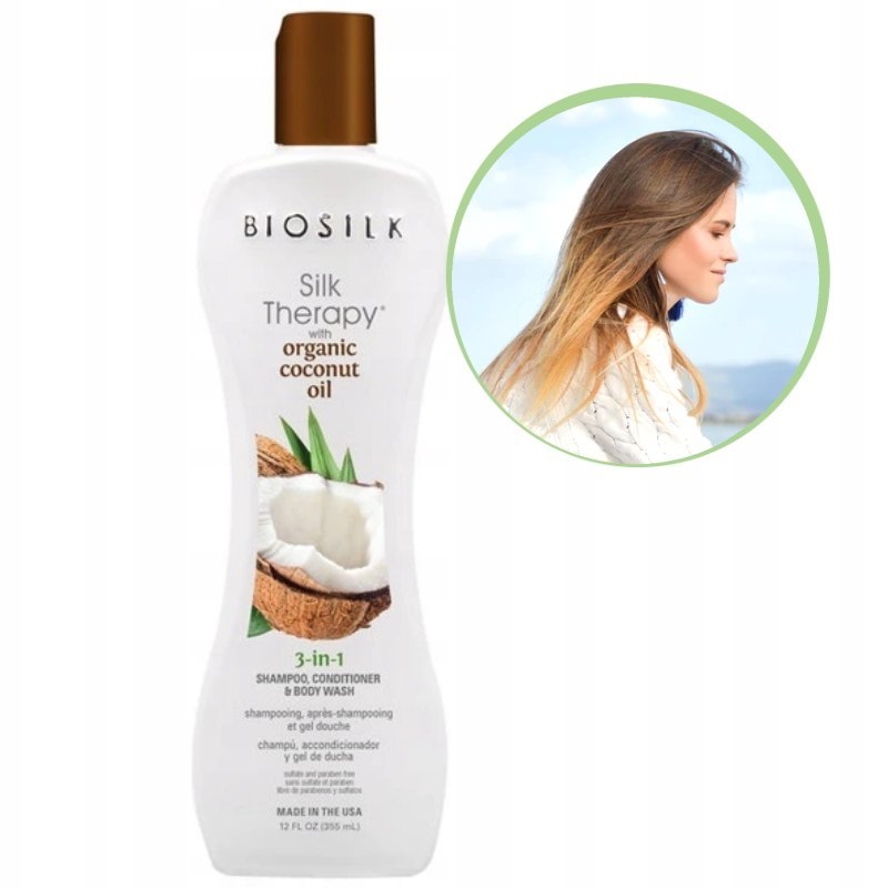 Biosilk Silk Therapy Organic Coconut Oil 3in1, szampon odżywka żel do mycia ciała 355ml Biosilk Silk Therapy Organic Coconut Oil 3in1, szampon odżywka żel do mycia ciała 355ml