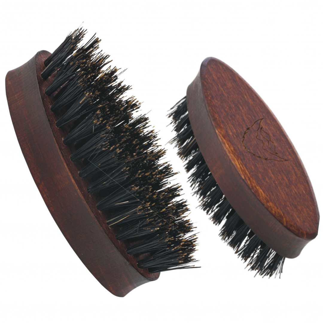 Gorgol Beardyman Micro Brush, szczotka kieszonkowa ciemna, kartacz do wąsów i brody