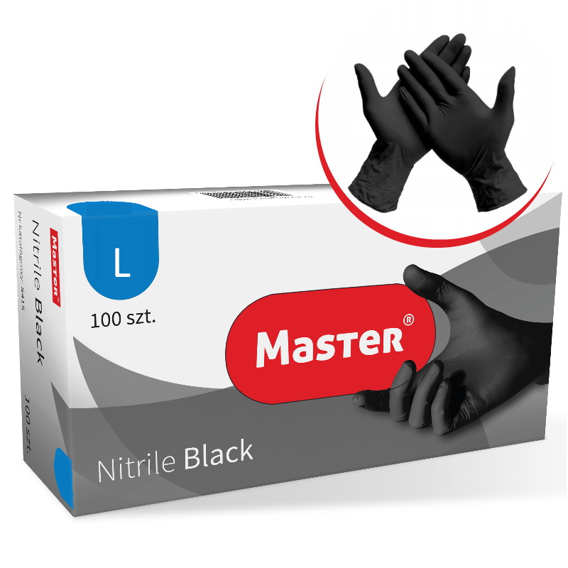 Master ręawiczki nitrylowe czarne L 100szt